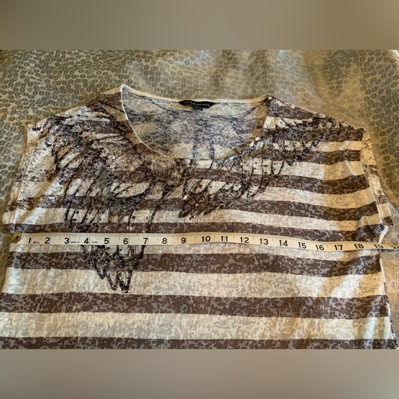 Rock & Republic Womens Angel T-Shirt with Wings Size Small Gray & White Stripes - Picture 5 of 8